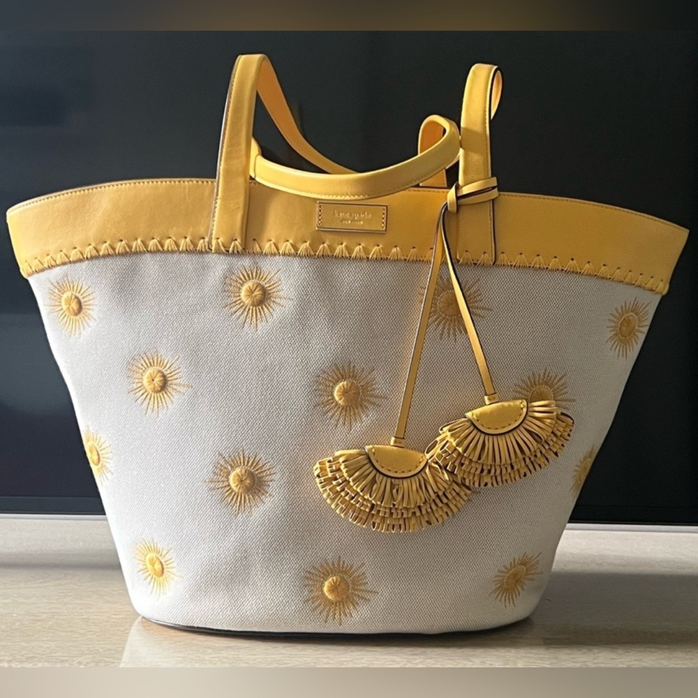 Sold out! Kate Spade New York Pier Sun Embroidered Canvas Tote Bag Morning Light
